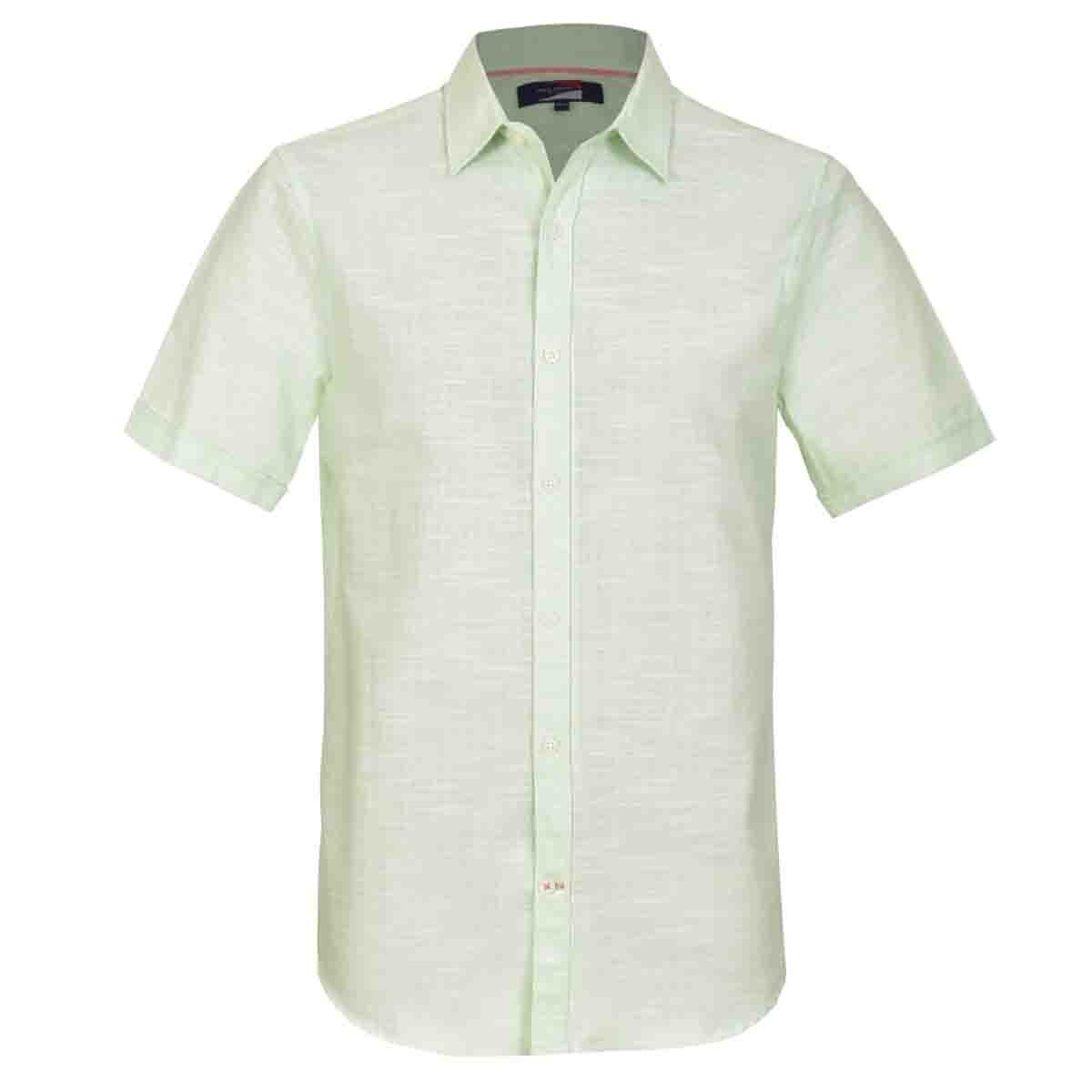 Camisa Manga Corta Casual Lisa Verde Carlo Corinto