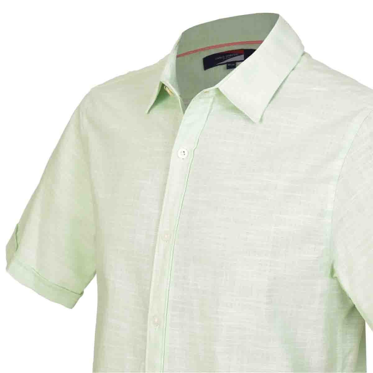 Camisa Manga Corta Casual Lisa Verde Carlo Corinto