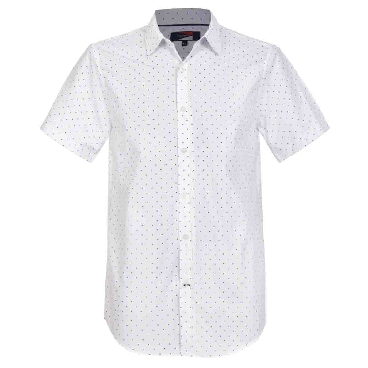 Camisa Manga Corta Casual Esmpada Blanca Carlo Corinto