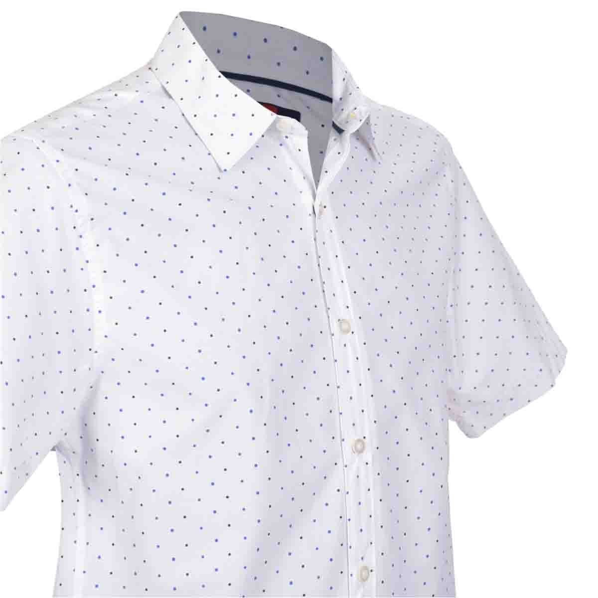 Camisa Manga Corta Casual Esmpada Blanca Carlo Corinto
