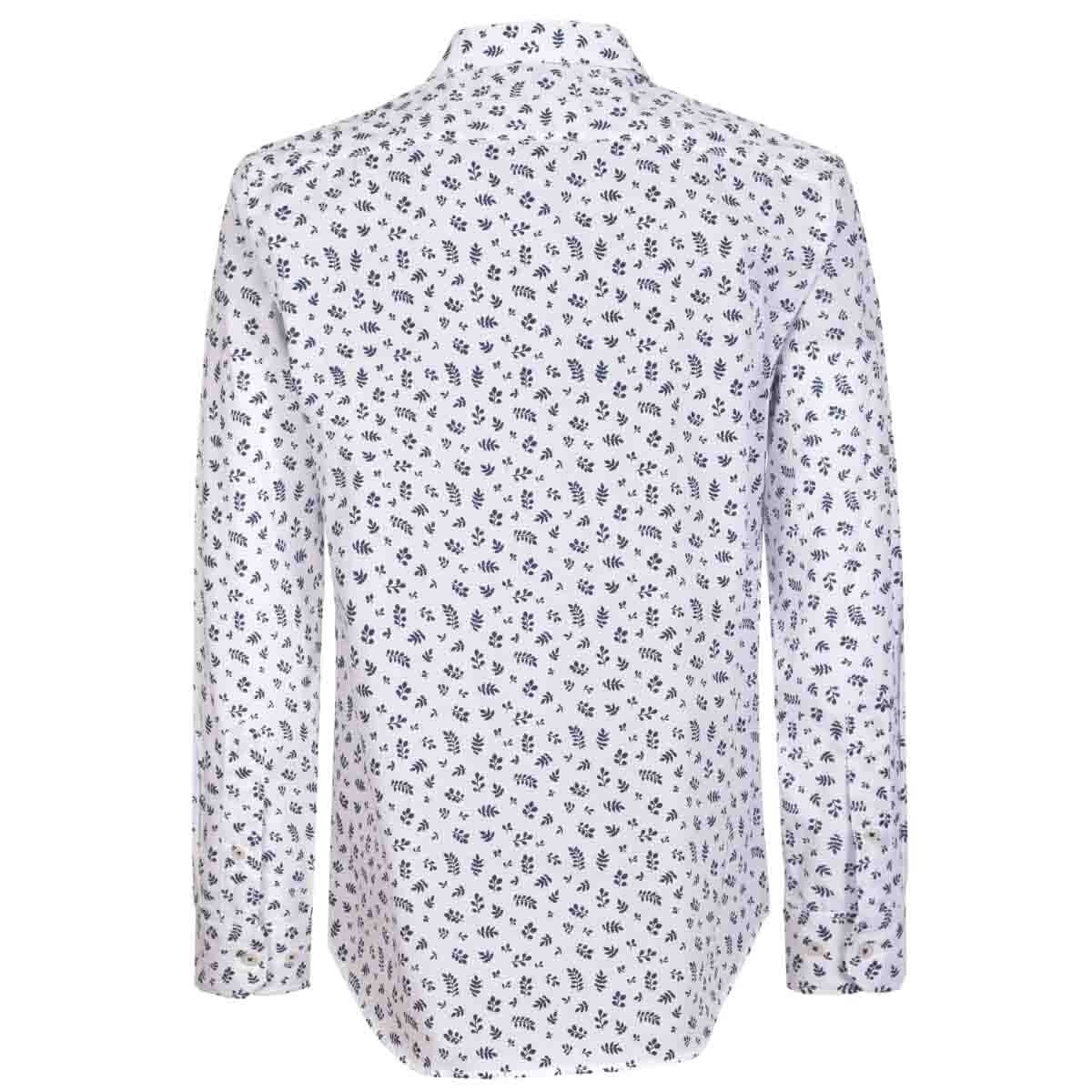 Camisa Manga Larga Casual Estampada Blanca Carlo Corinto