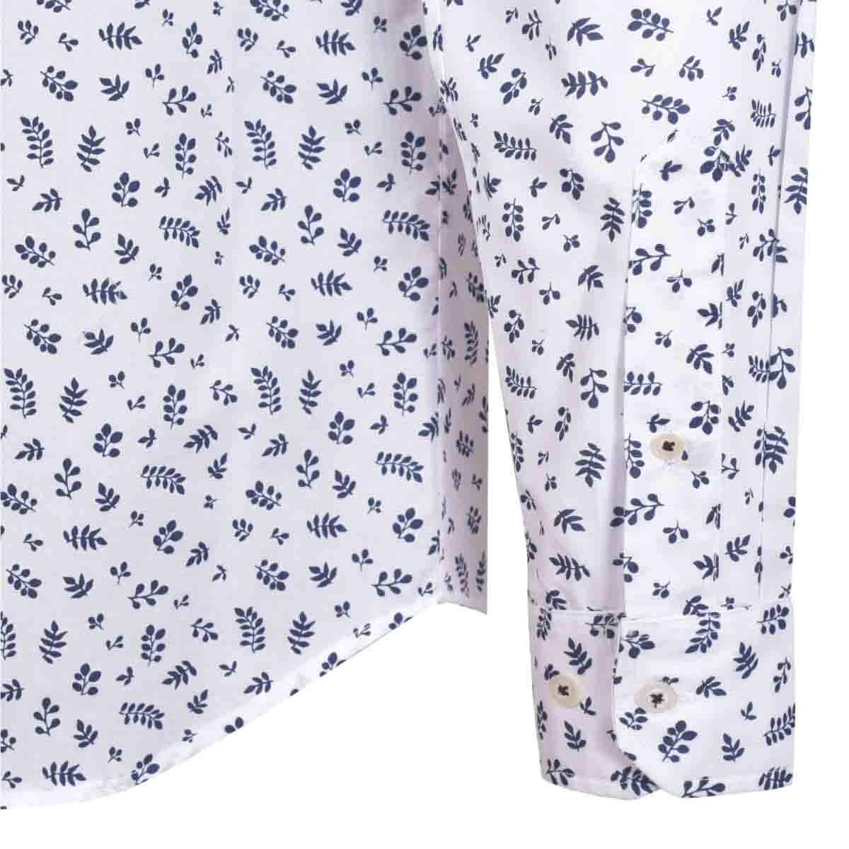Camisa Manga Larga Casual Estampada Blanca Carlo Corinto