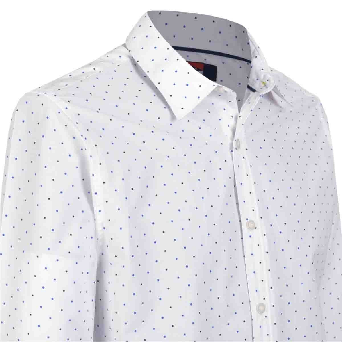 Camisa Manga Larga Casual Estampada Blanca Carlo Corinto