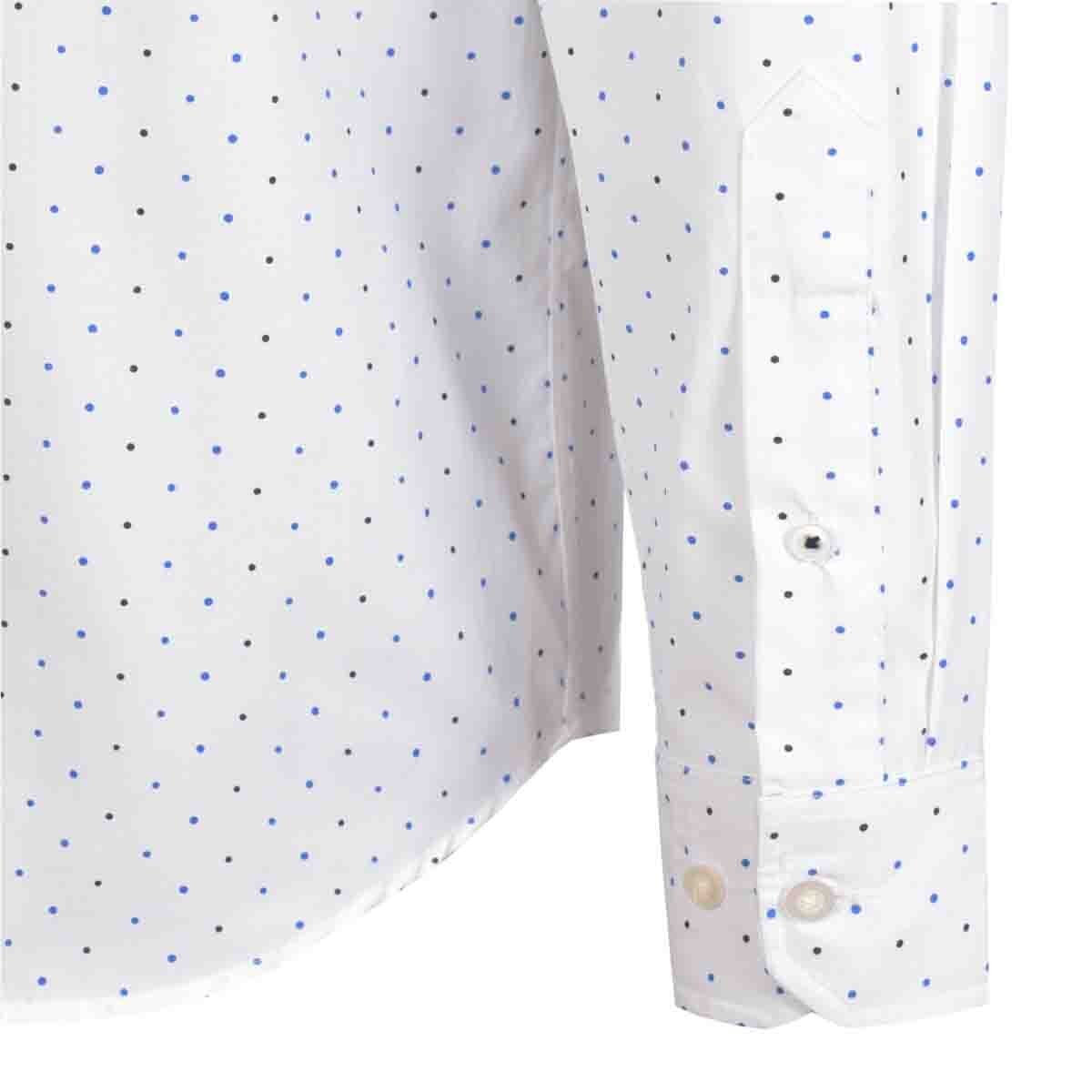 Camisa Manga Larga Casual Estampada Blanca Carlo Corinto