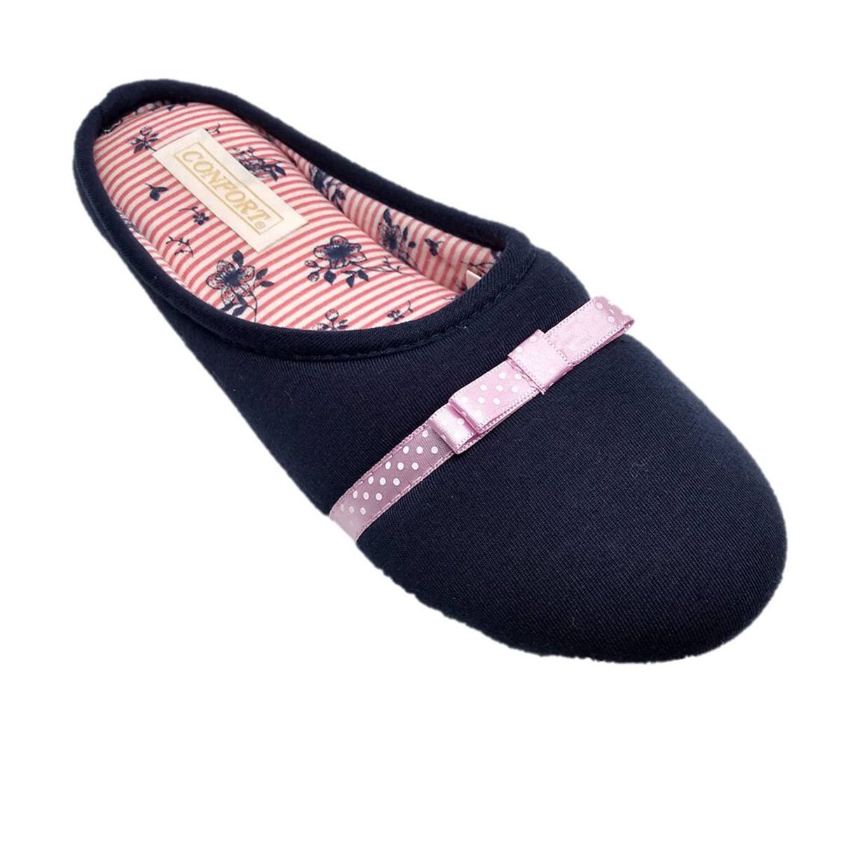Pantufla Lisa con Moño Confort
