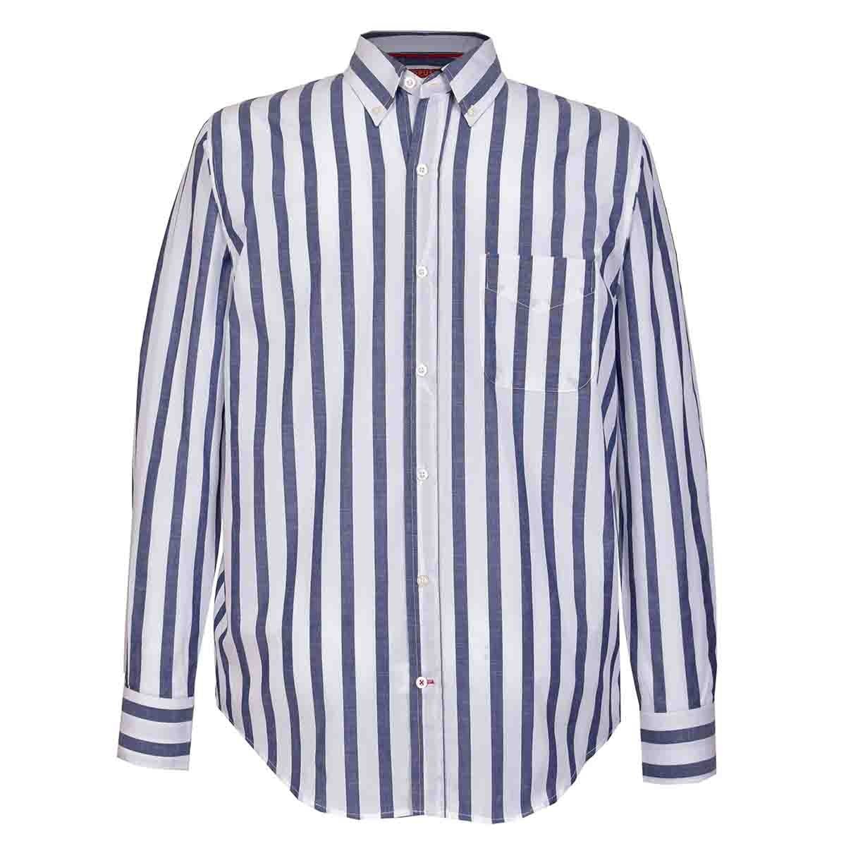 Camisa Manga Larga a Rayas Color Azul J. Opus
