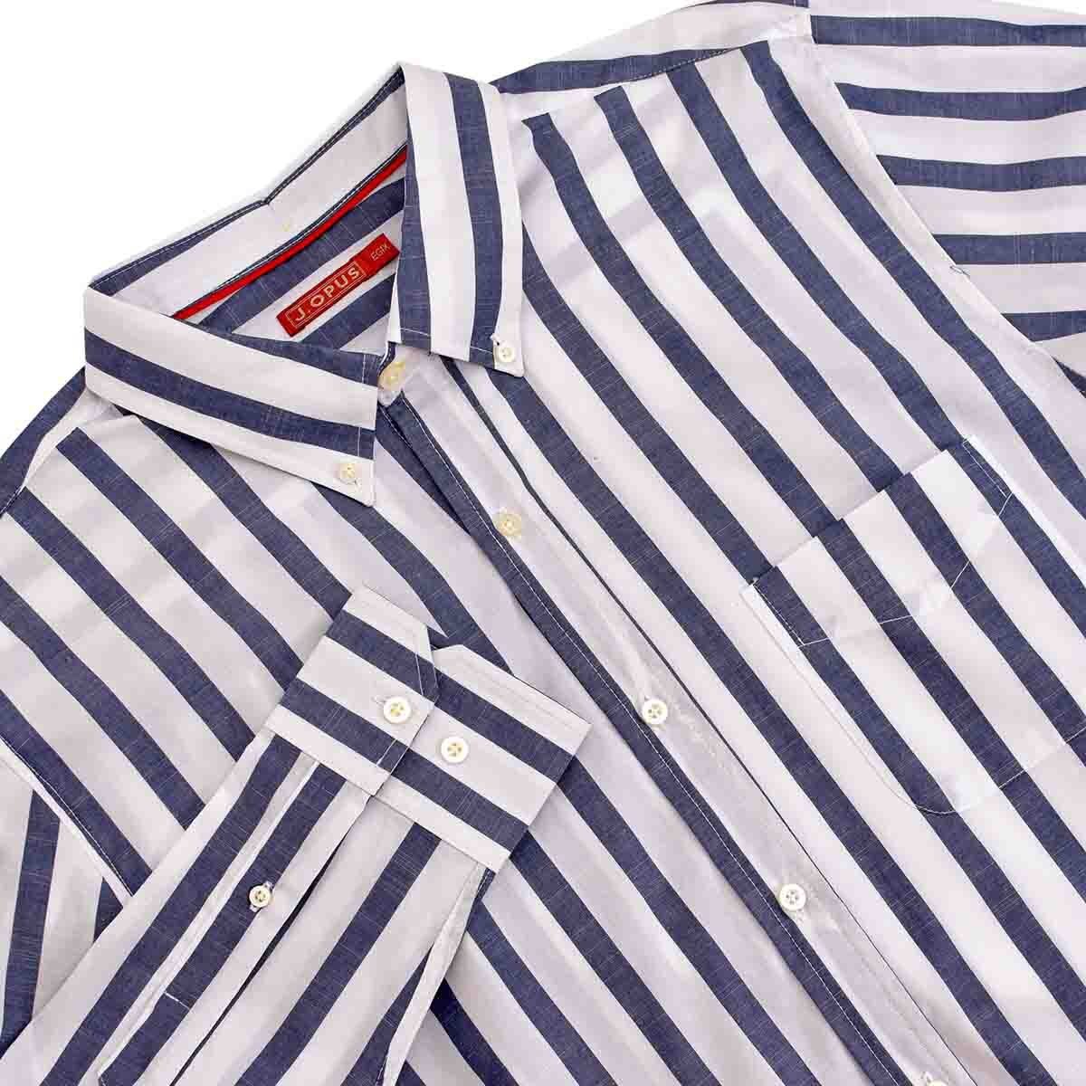 Camisa Manga Larga a Rayas Color Azul J. Opus