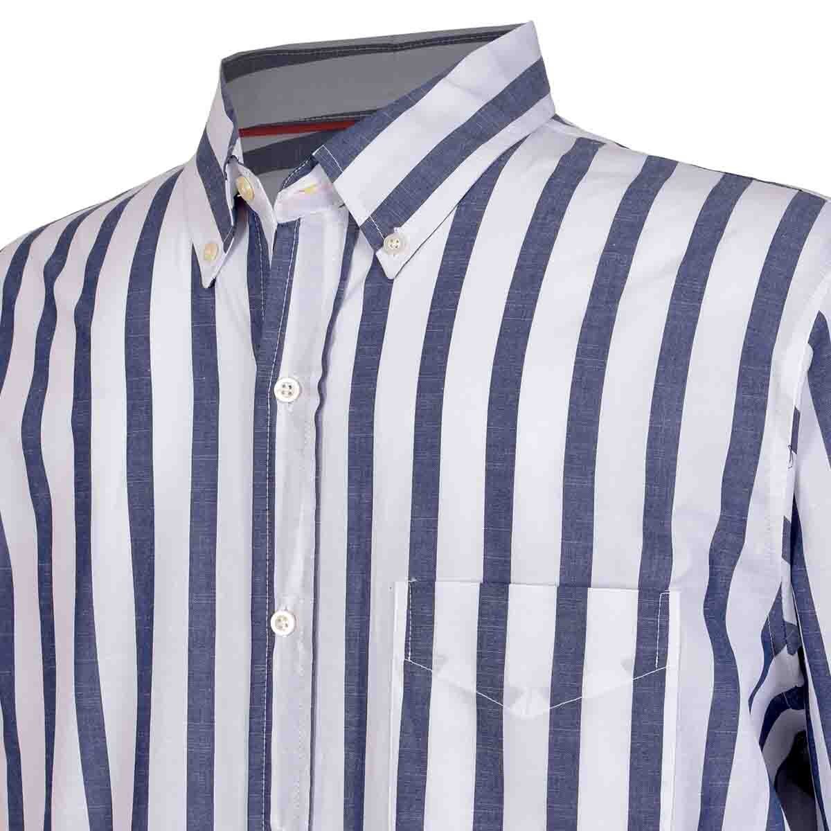 Camisa Manga Larga a Rayas Color Azul J. Opus