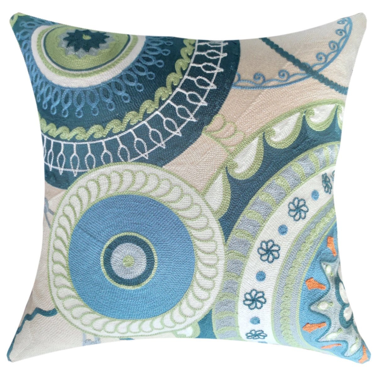 Cojín Decorativo Nepal Turquesa Verde Y Beige Abbie