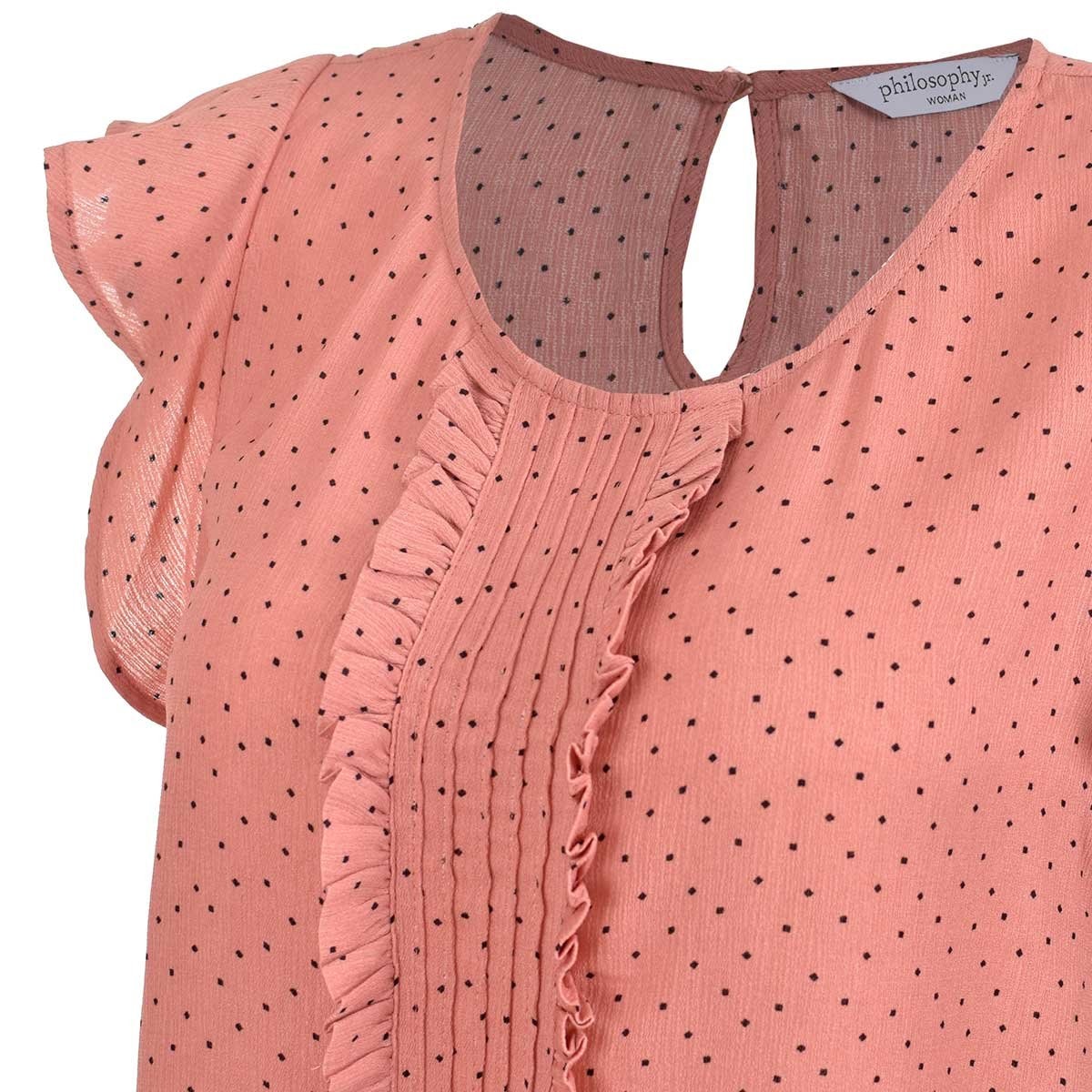 Blusa para Dama Manga Corta con Olan Estampado Philosophy Jr. Woman
