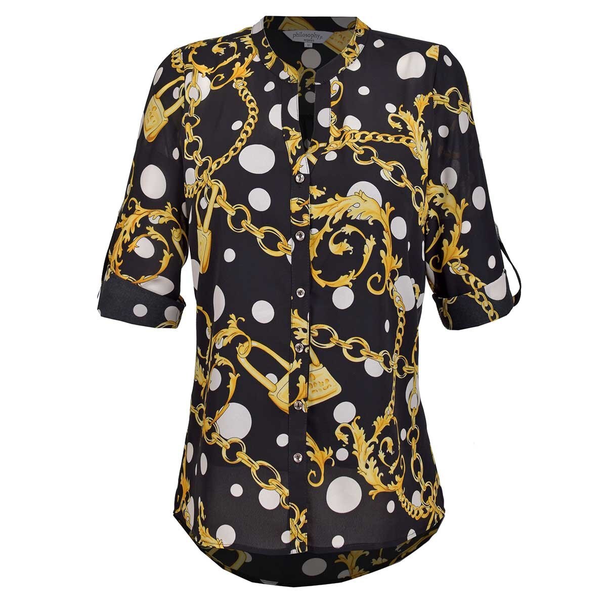 Blusa Manga Larga con Elevadores Cuello Mao Philosophy Jr. Woman