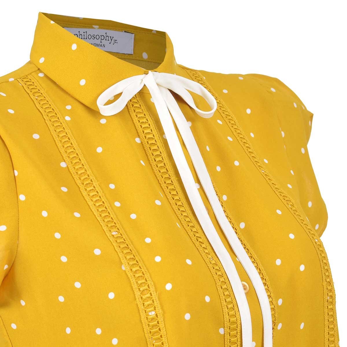 Blusa Manga Larga Camisero con Moño Estampado Philosophy Jr. Woman