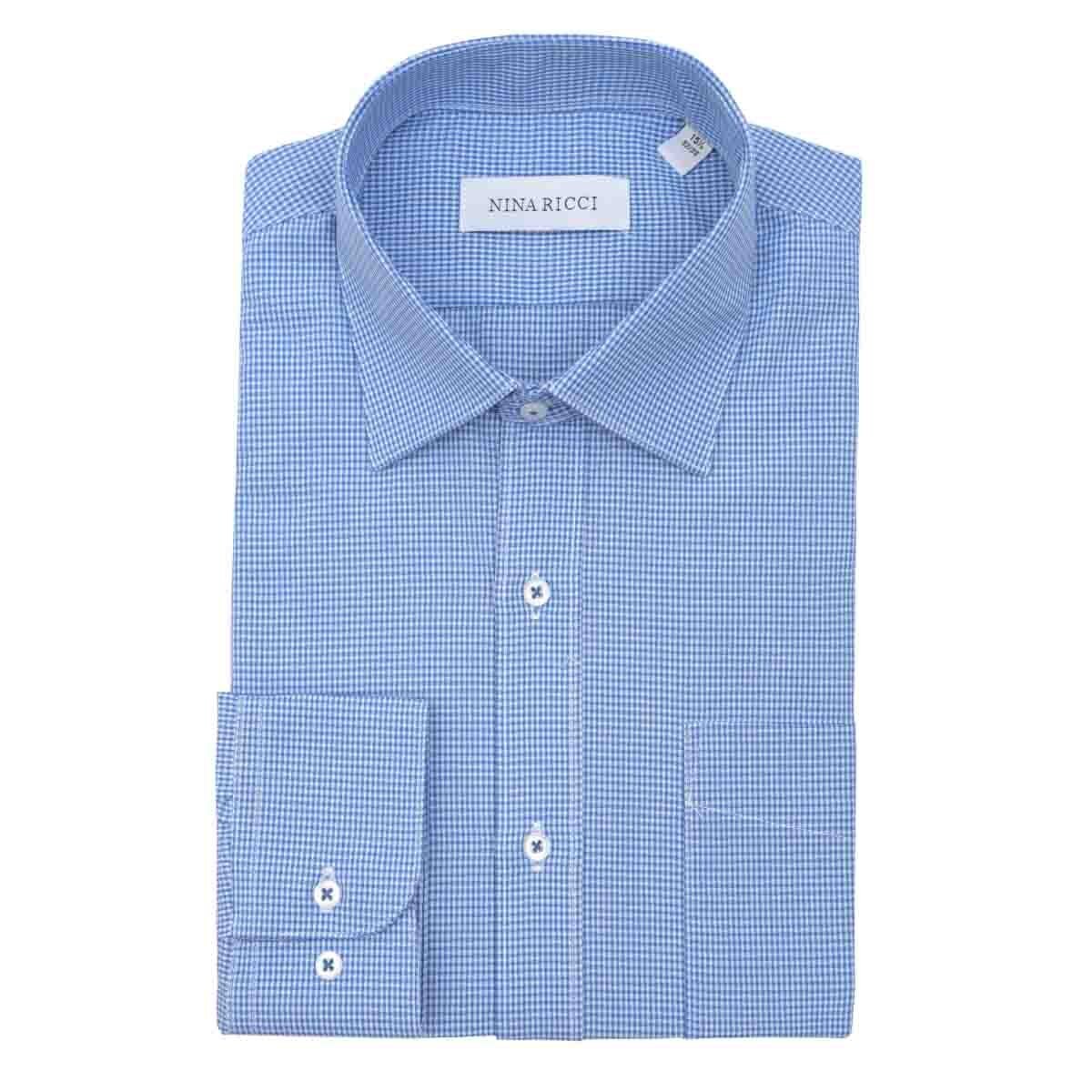 Camisa de Vestir Color Azul Combinado Nina Ricci
