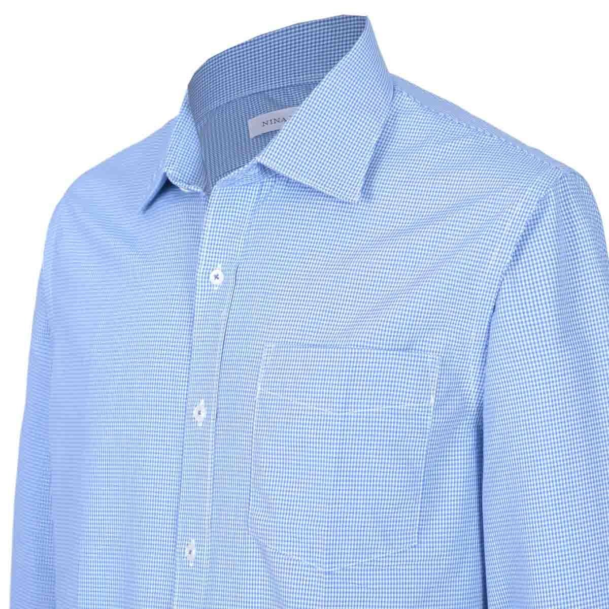 Camisa de Vestir Color Azul Combinado Nina Ricci