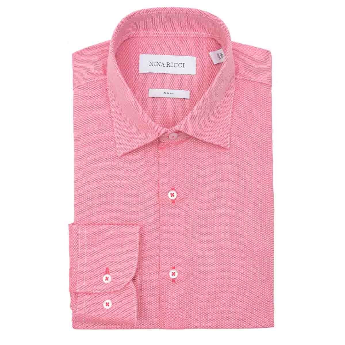 Camisa de Vestir Color Rojo Combinado Nina Ricci