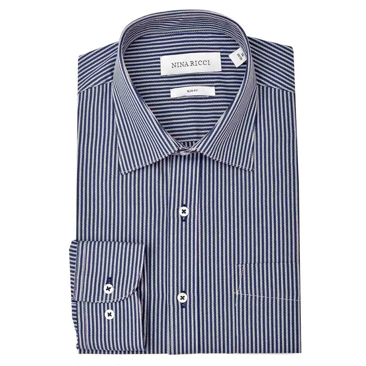 Camisa de Vestir Color Azul Combinado Nina Ricci