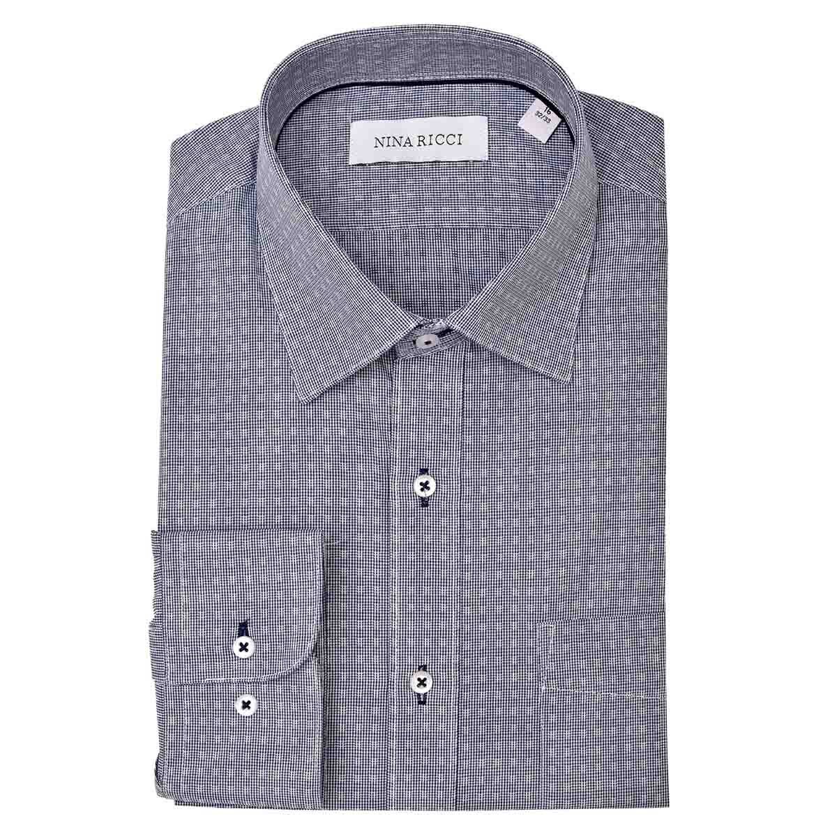 Camisa de Vestir Color Azul Combinado Nina Ricci