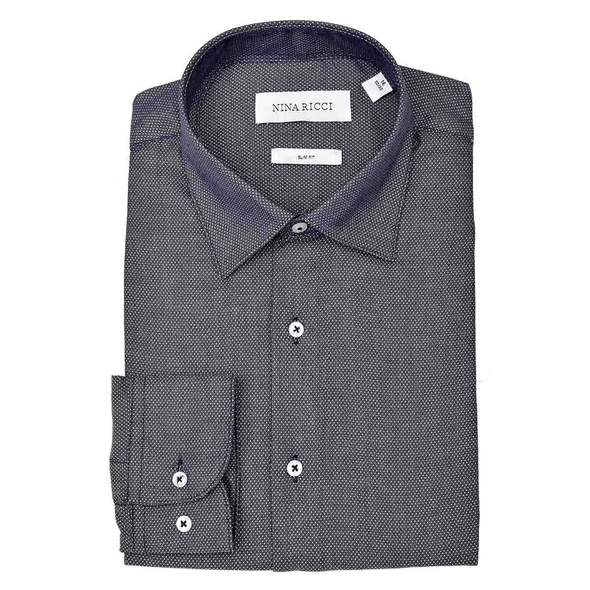 Camisa de Vestir Color Azul Combinado Nina Ricci