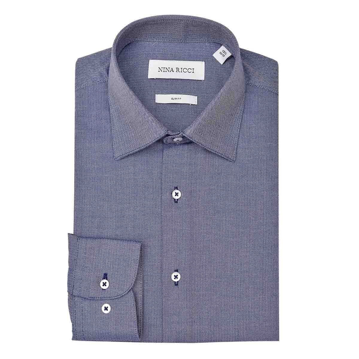 Camisa de Vestir Color Azul Combinado Nina Ricci