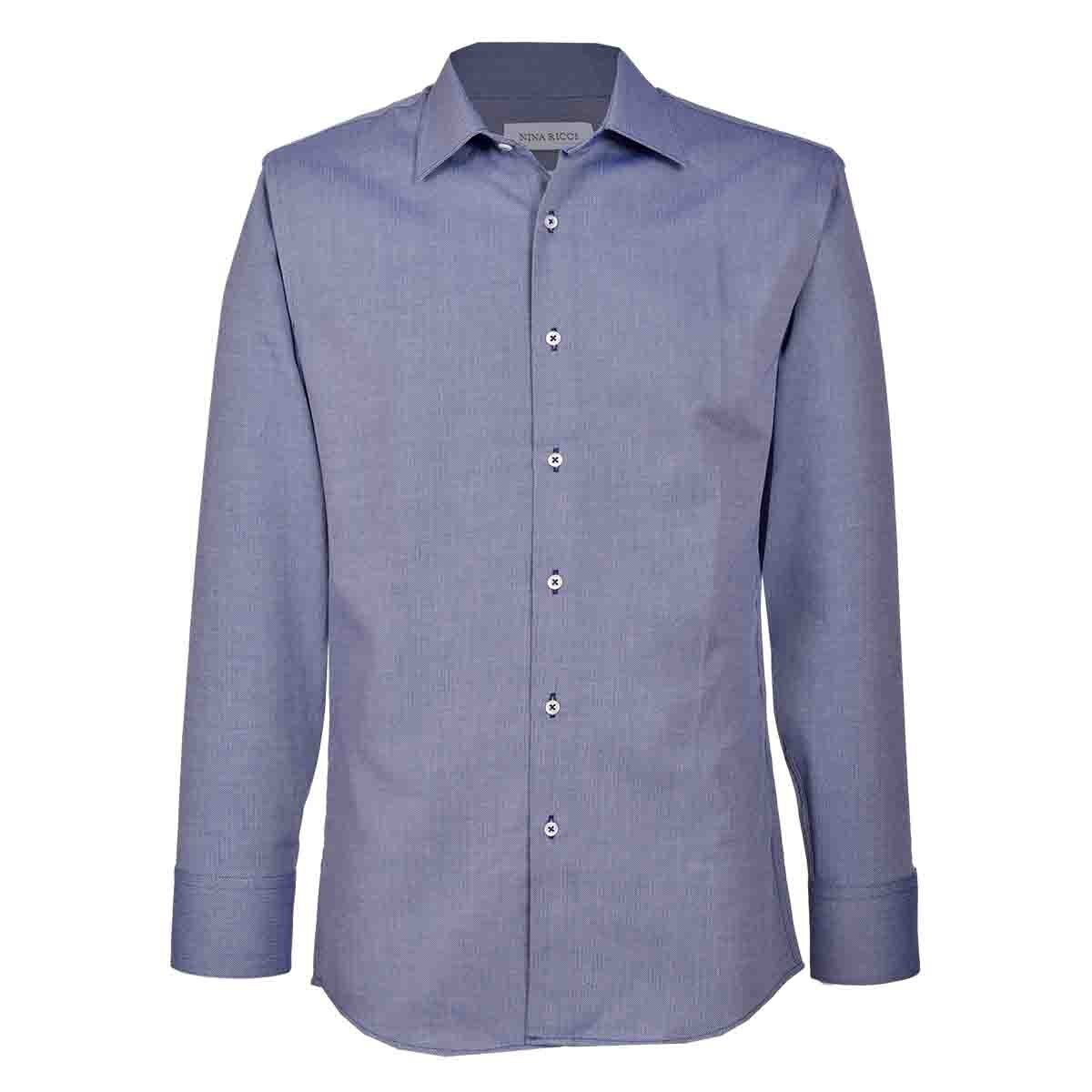 Camisa de Vestir Color Azul Combinado Nina Ricci