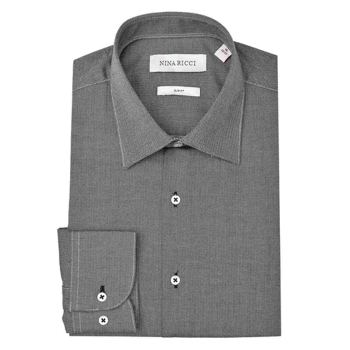 Camisa de Vestir Color Negro Combinado Nina Ricci