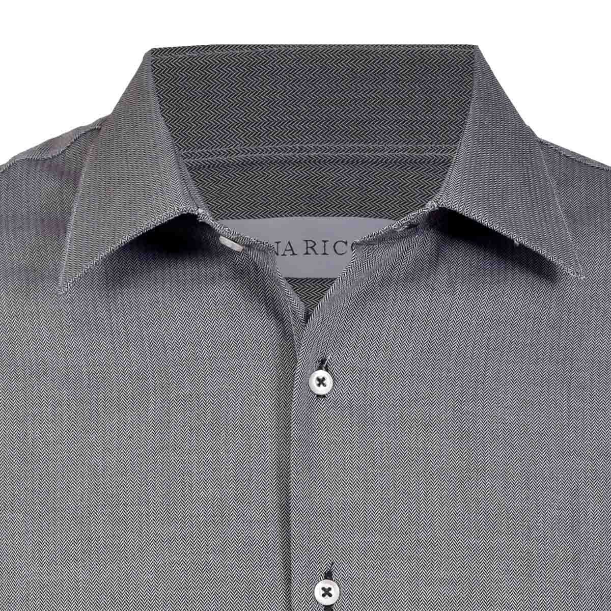Camisa de Vestir Color Negro Combinado Nina Ricci