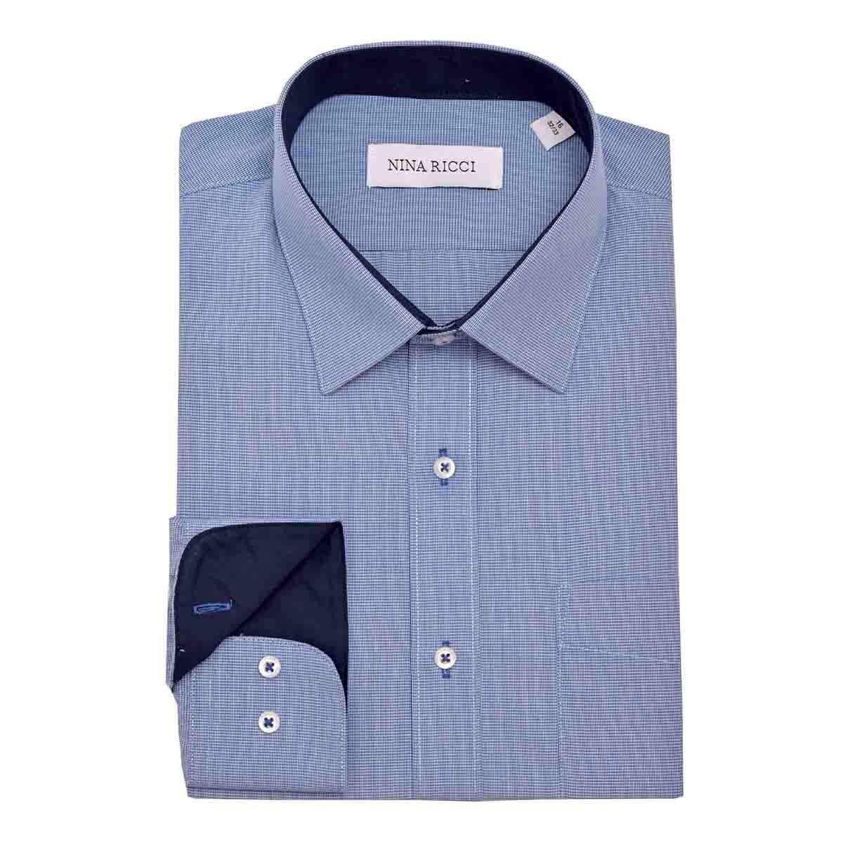 Camisa de Vestir Color Azul Combinado Nina Ricci