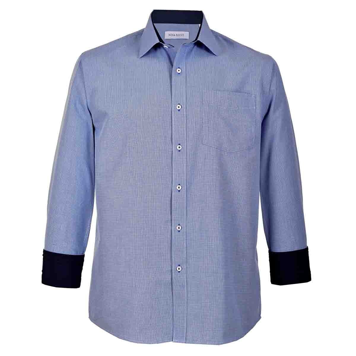 Camisa de Vestir Color Azul Combinado Nina Ricci