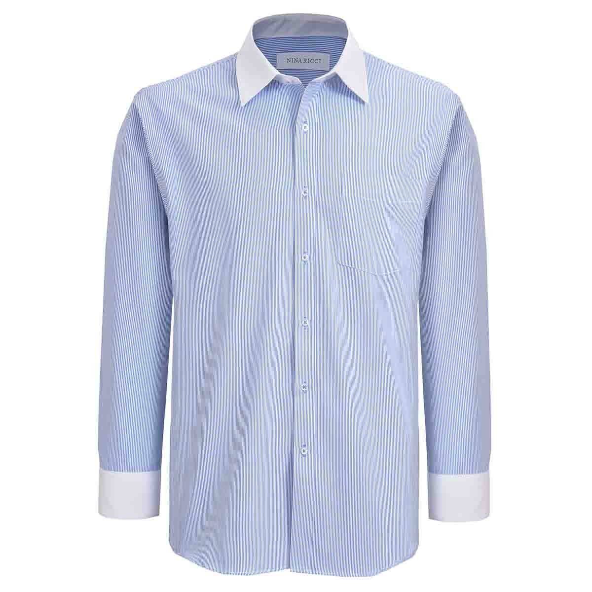 Camisa de Vestir Color Azul Combinado Nina Ricci