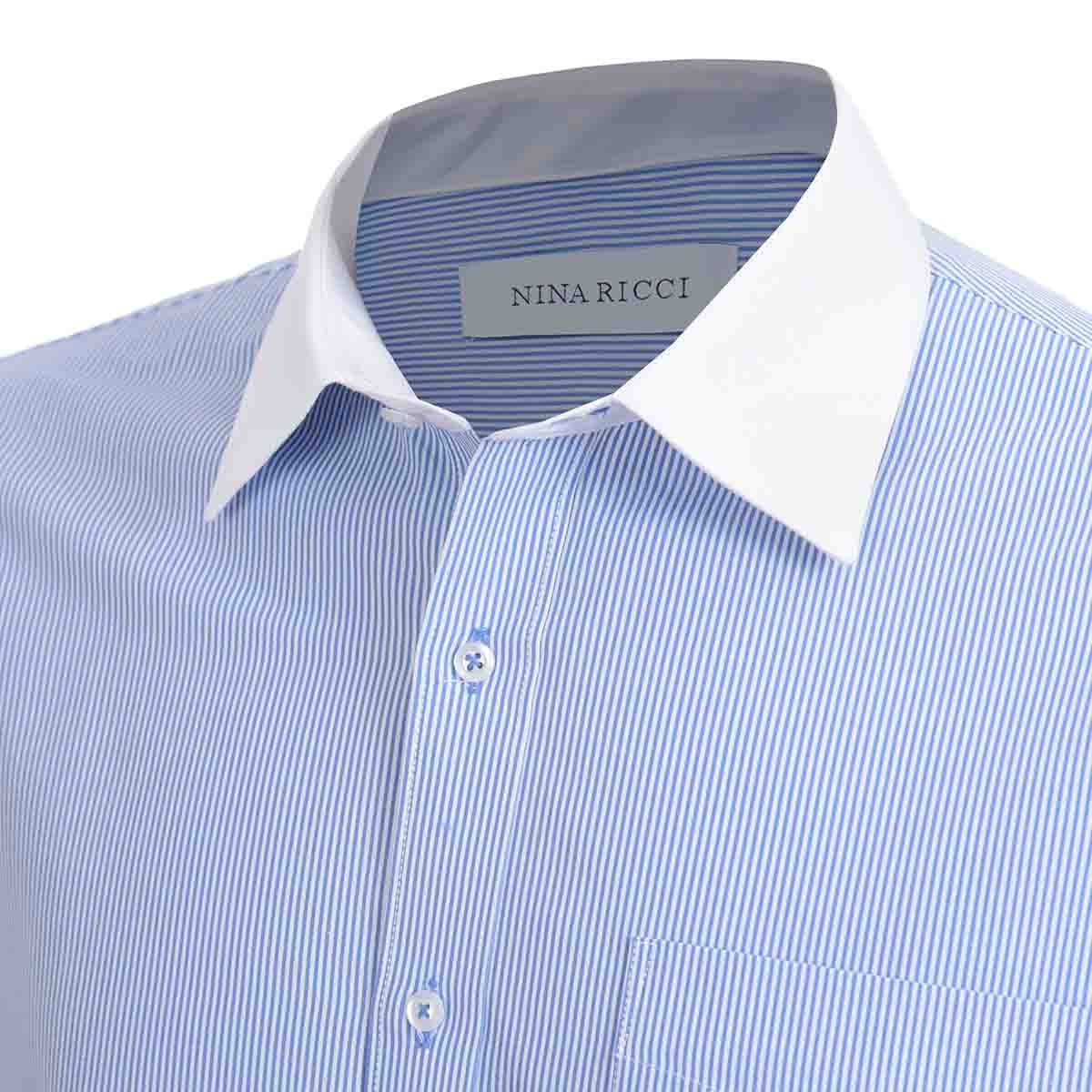Camisa de Vestir Color Azul Combinado Nina Ricci