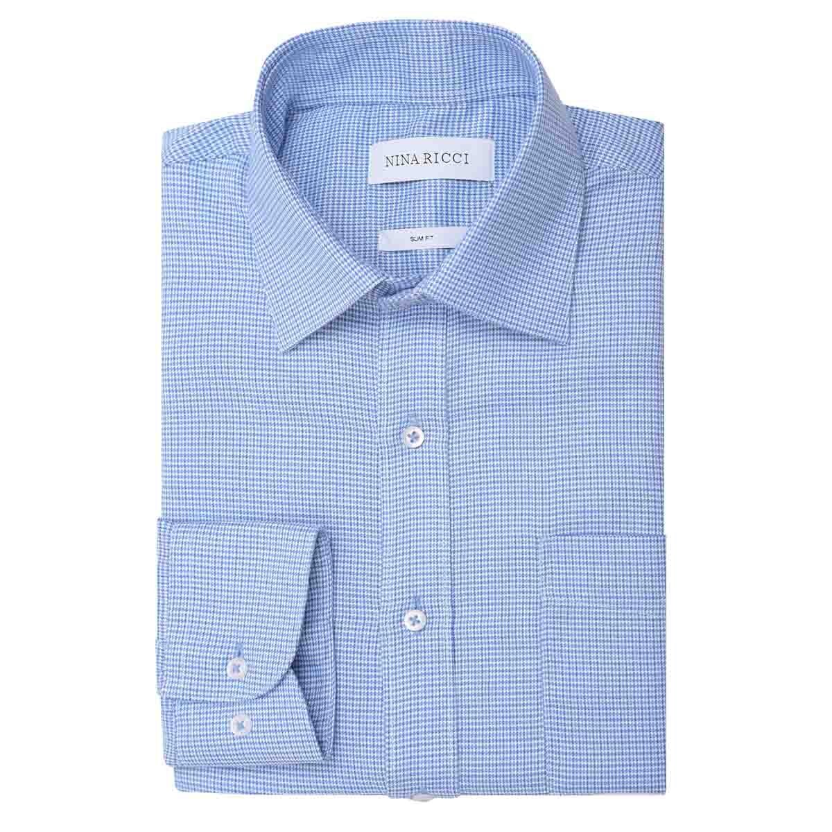 Camisa de Vestir Color Azul Combinado Nina Ricci