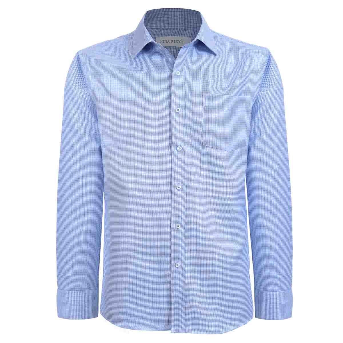 Camisa de Vestir Color Azul Combinado Nina Ricci