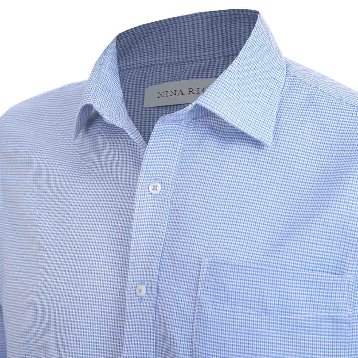 Camisa de Vestir Color Azul Combinado Nina Ricci