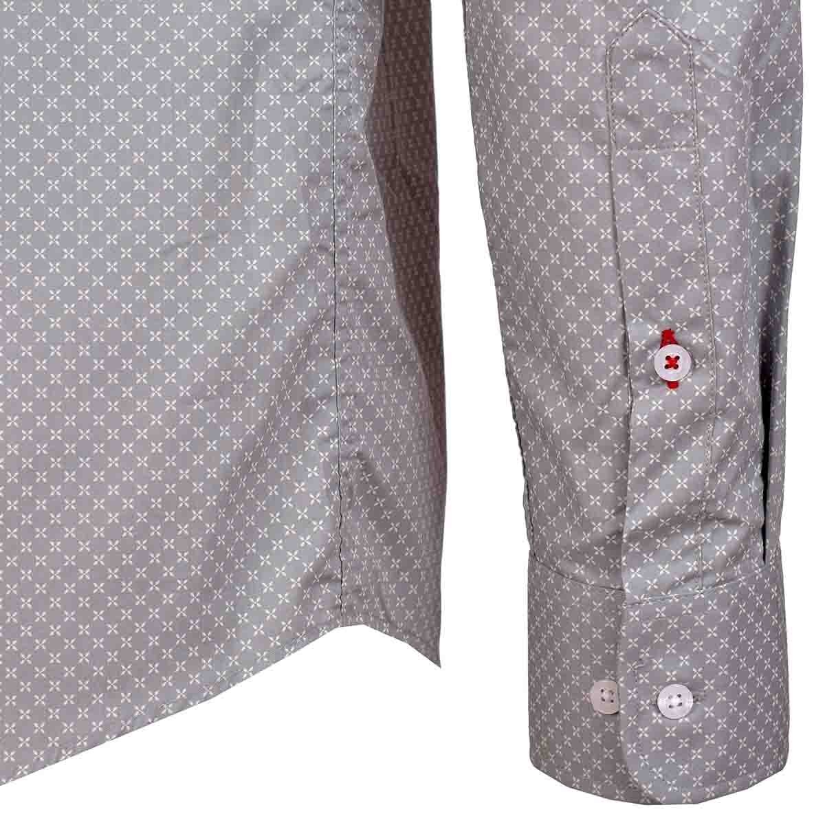 Camisa de Vestir con Puño y Cuello Color Gris Combinado John Henry