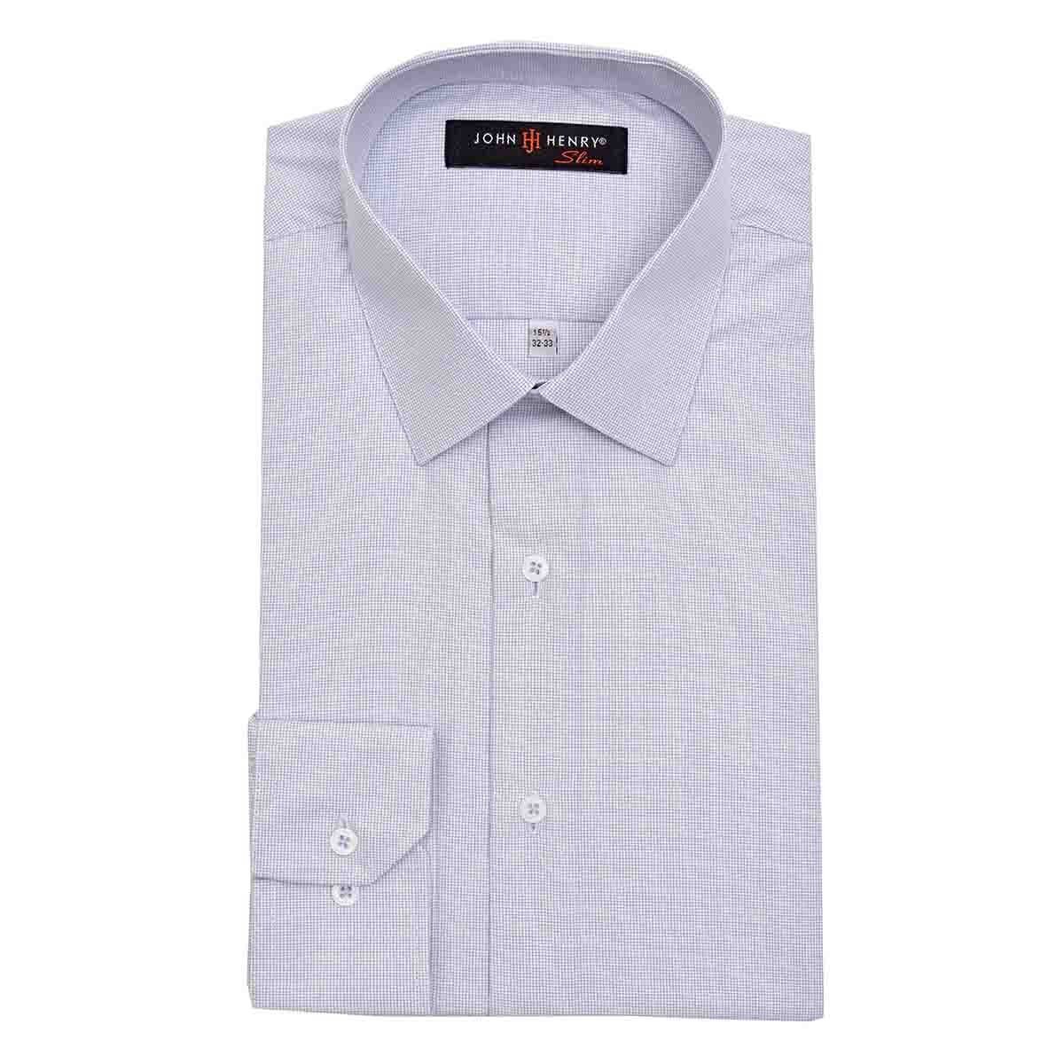 Camisa de Vestir con Puño y Cuello Color Azul Combinado John Henry