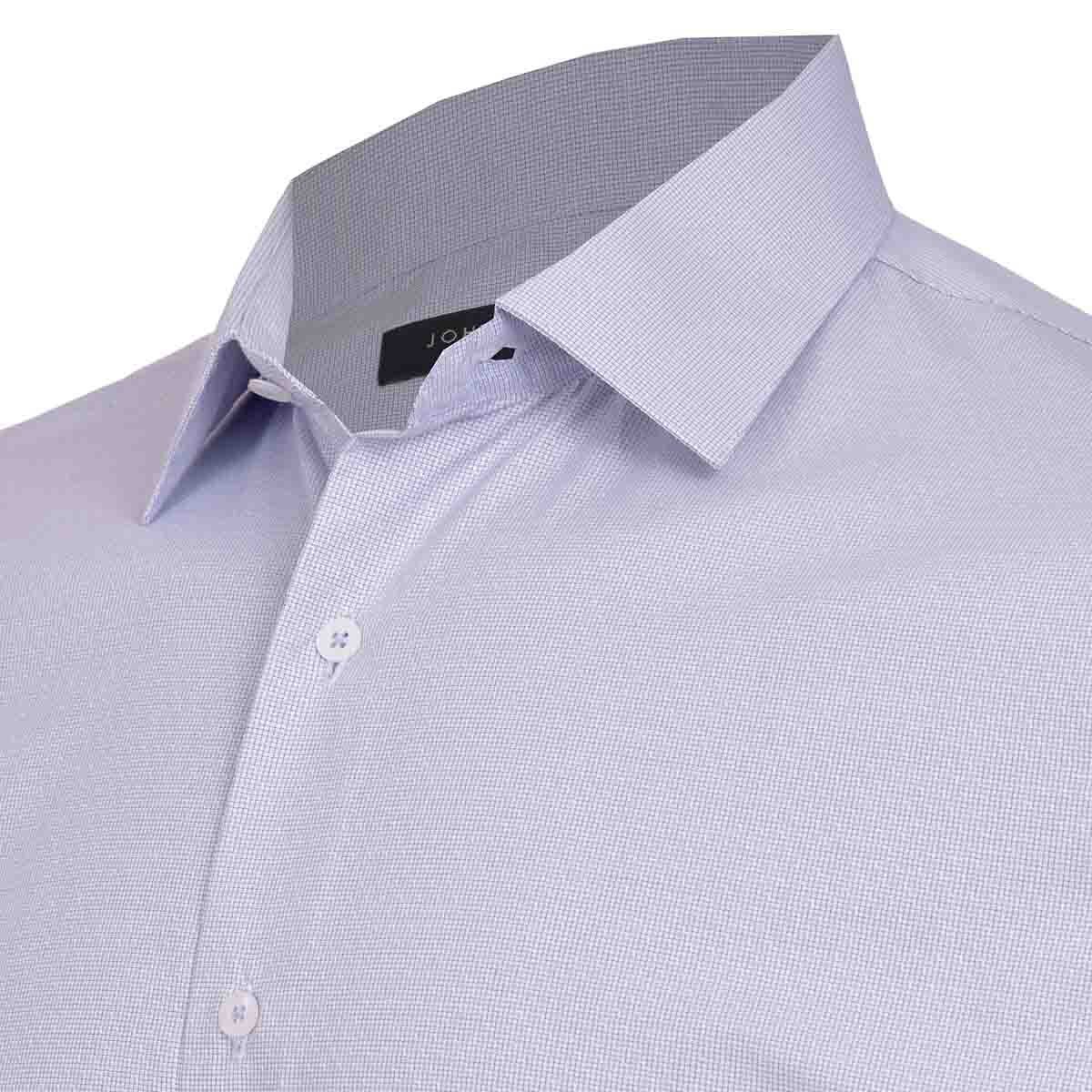 Camisa de Vestir con Puño y Cuello Color Azul Combinado John Henry