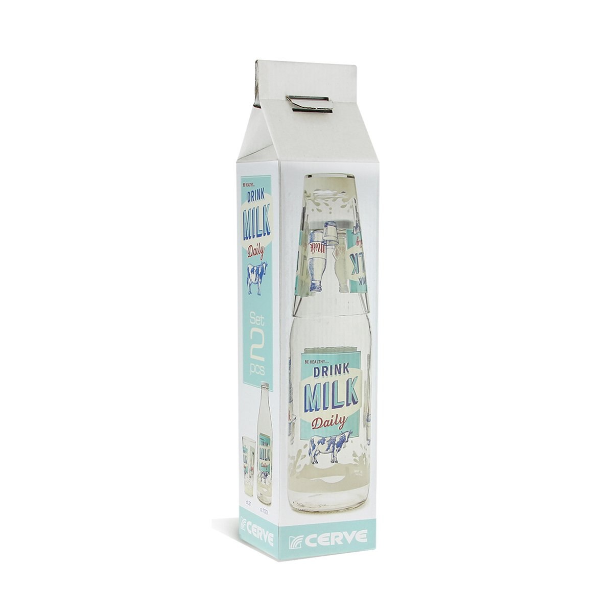 Set Regalo 1 Botella Leche 1000Cc + 1 Vaso Nadia 310 Cc Cerve