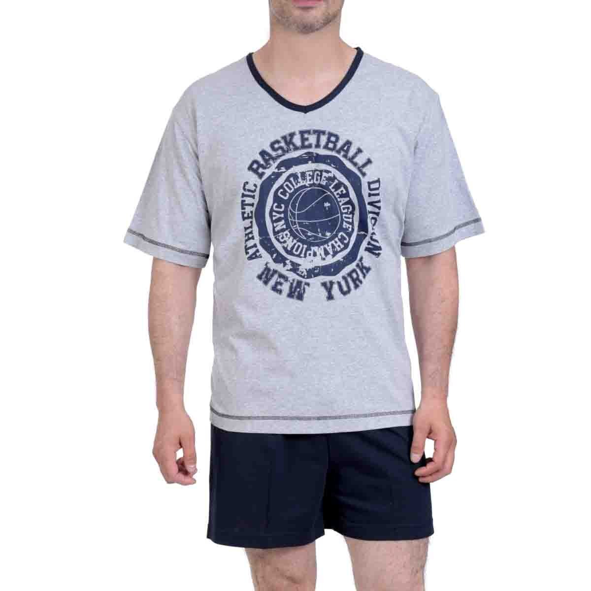 Pijama Manga Corta con Short Color Gris Combinado Starwest