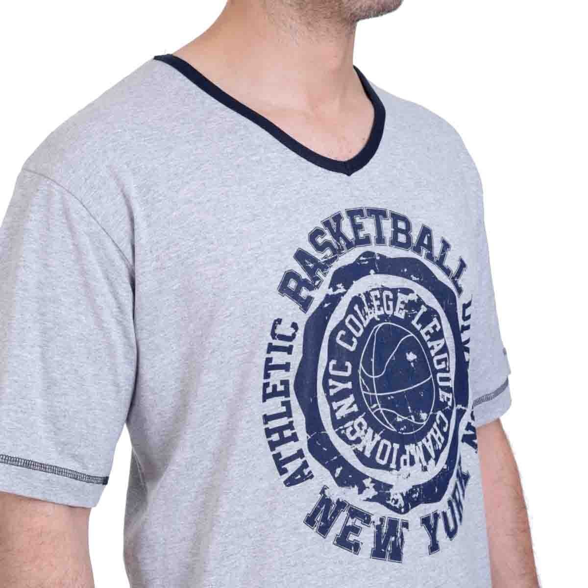 Pijama Manga Corta con Short Color Gris Combinado Starwest