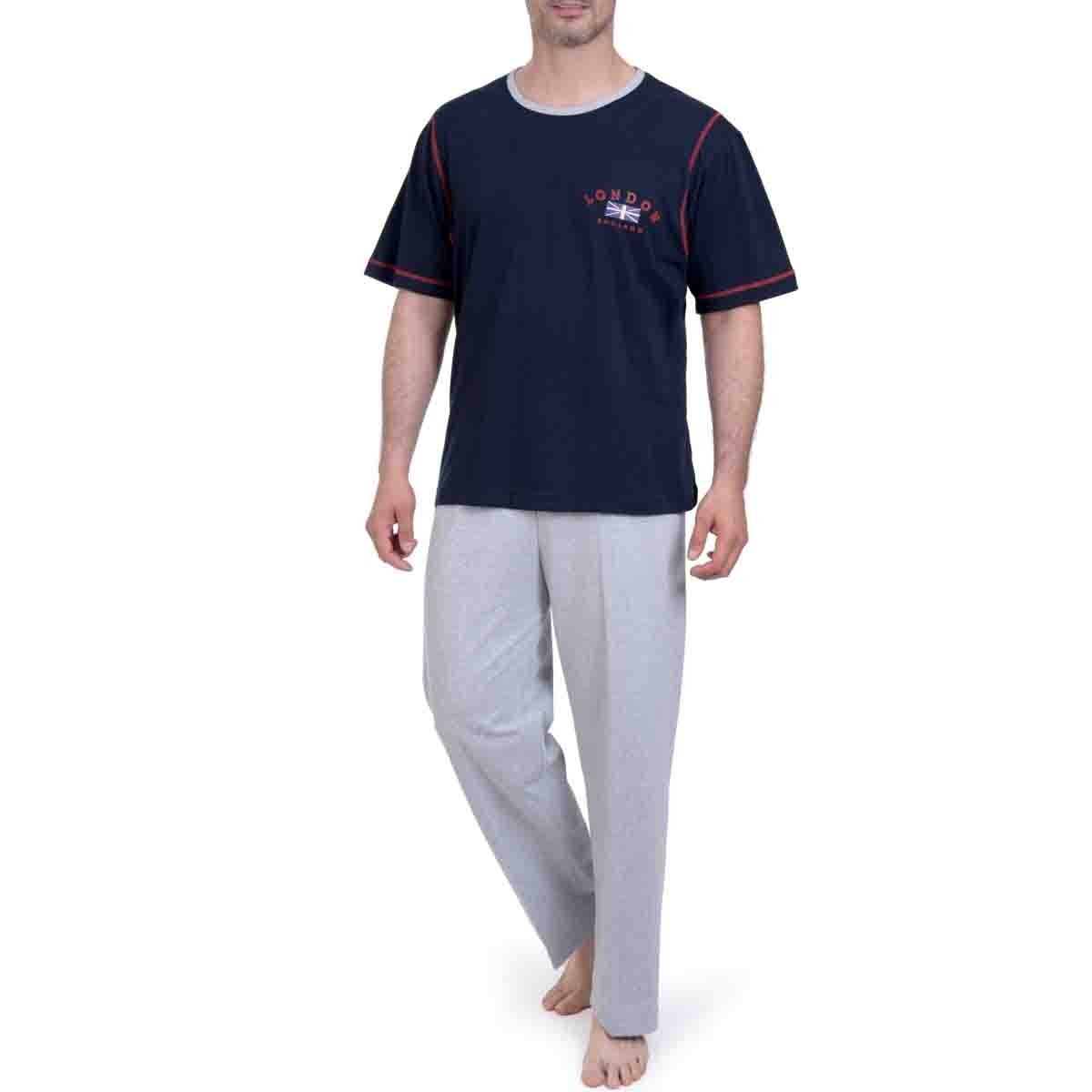 Pijama Manga Corta con Pantalón Largo Color Marino Starwest