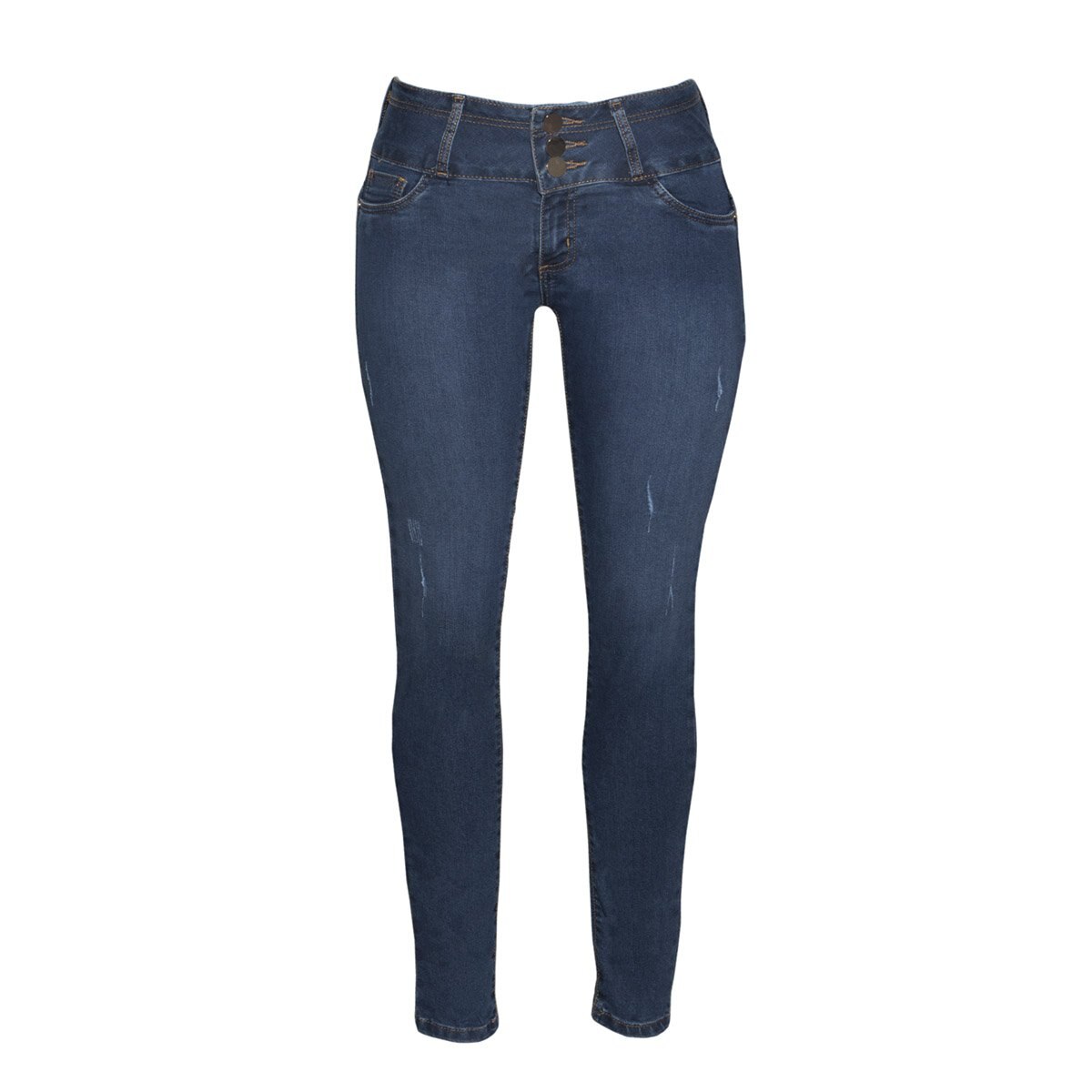 Jeans Skinny con Estoperoles y Pretina Ancha Limoncello