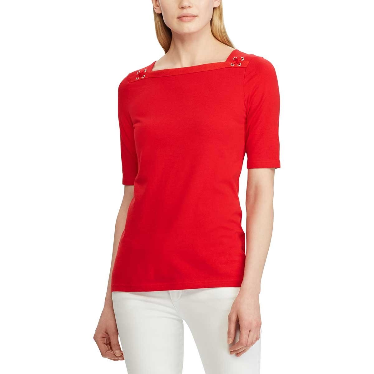 blusa roja corta