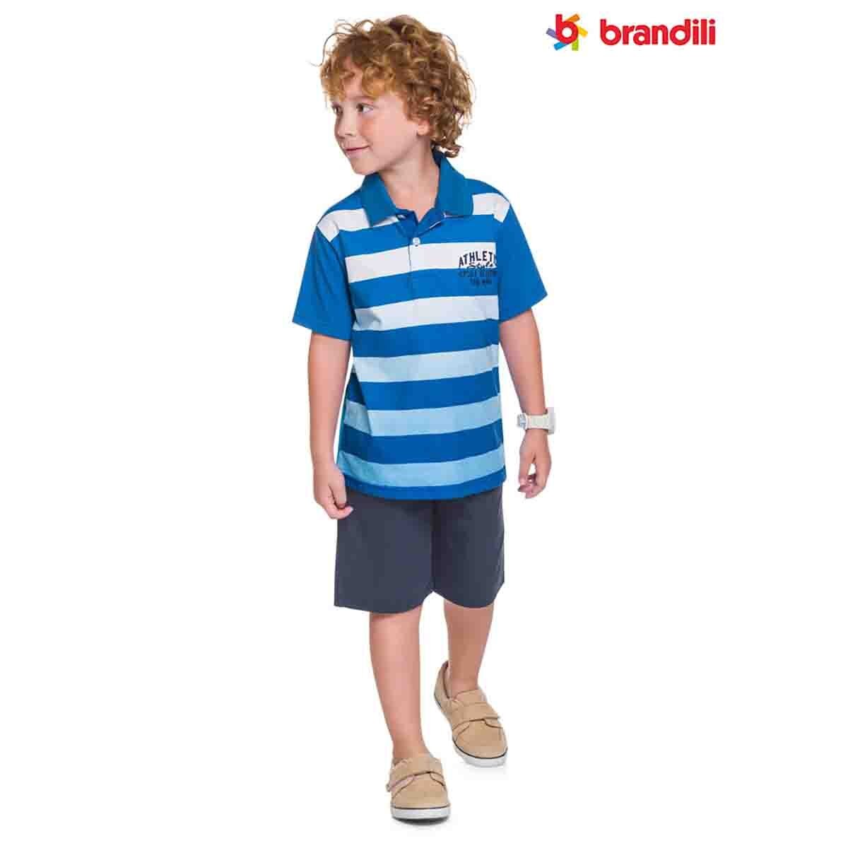 Camiseta Polo Color Azul Combiado Brandillini para Niño