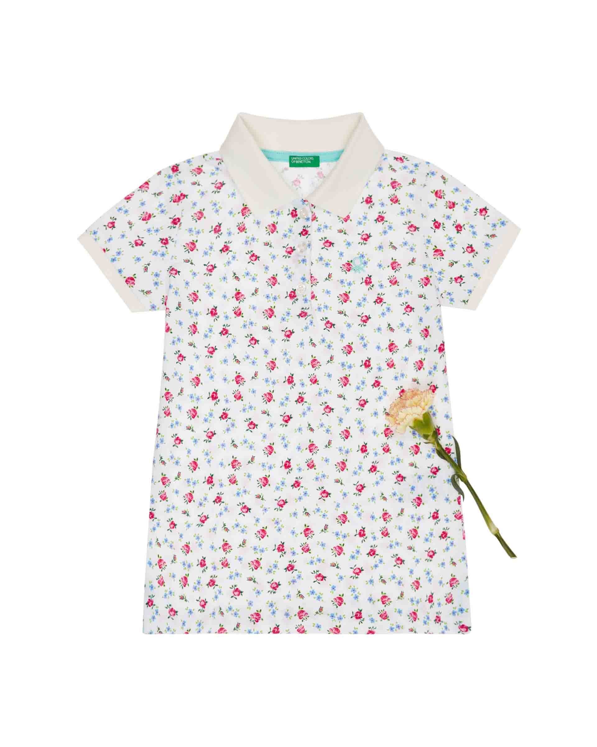 Polo Manga Corta Color Blanco Combinado Benetton