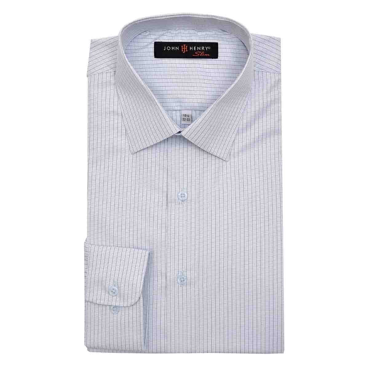 Camisa de Vestir Color Azul Combinado Slim Fit John Henry