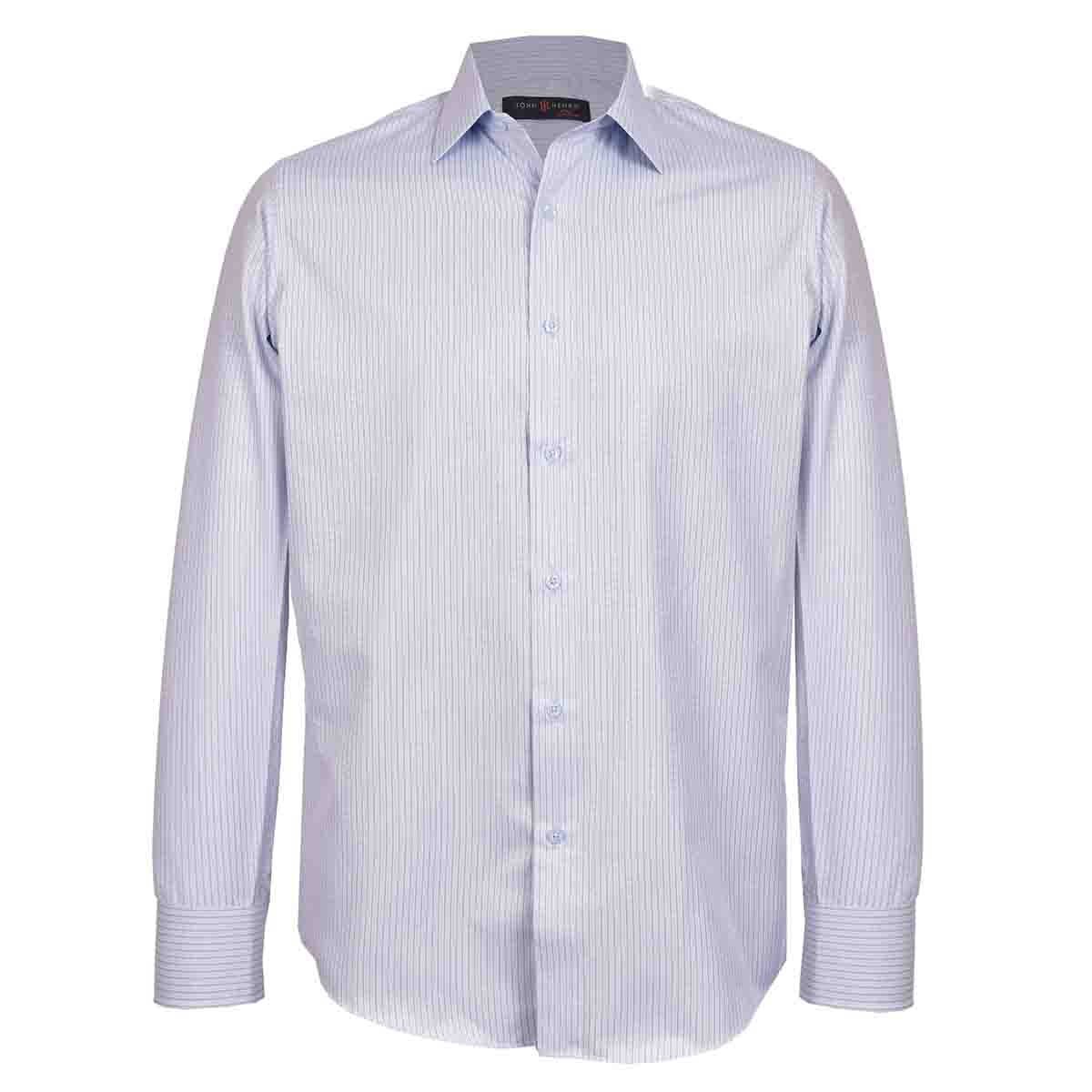 Camisa de Vestir Color Azul Combinado Slim Fit John Henry