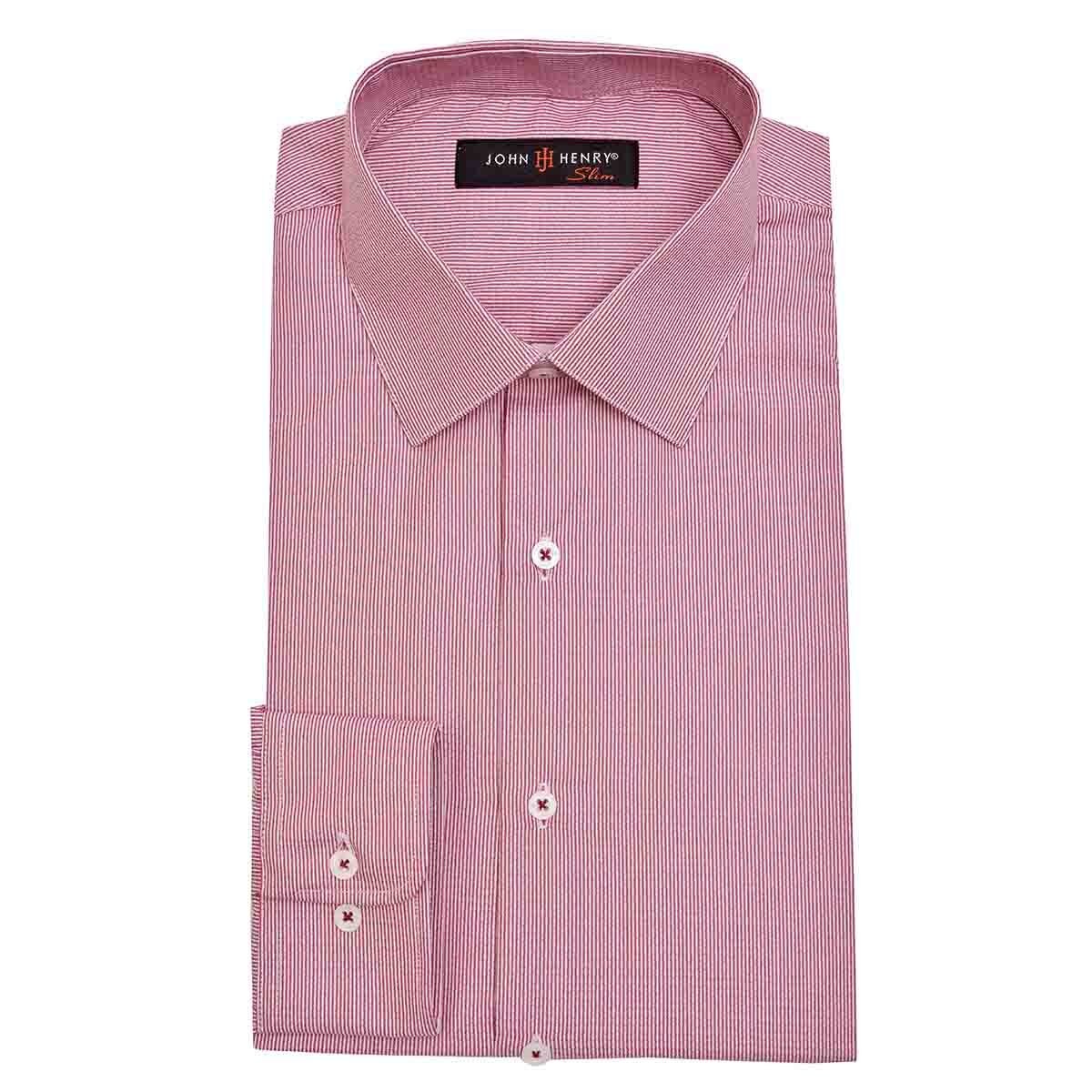 Camisa de Vestir Color Rojo Combinado Slim Fit John Henry