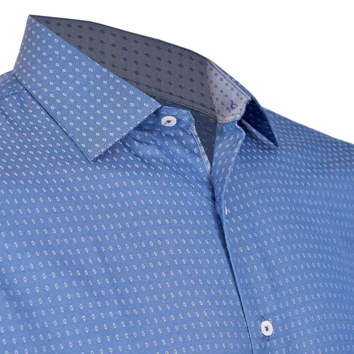 Camisa de Vestir Color Azul Combinado Slim Fit John Henry