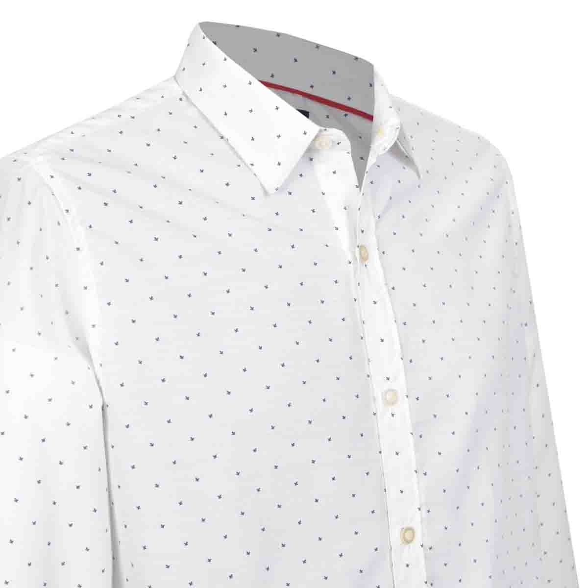 Camisa Manga Larga Casual Estampada Color Blanco Carlo Corinto