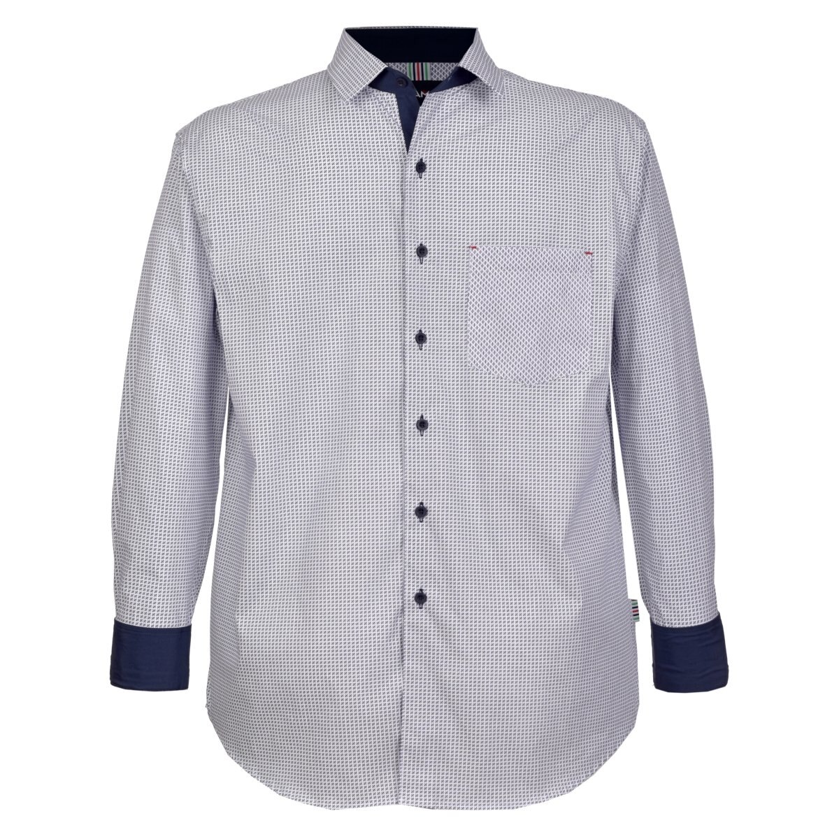 Camisa Manga Larga Estampada Color Azul Altamar